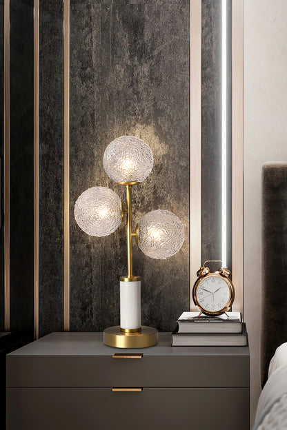 Three Head Glass Ball Table Lamp