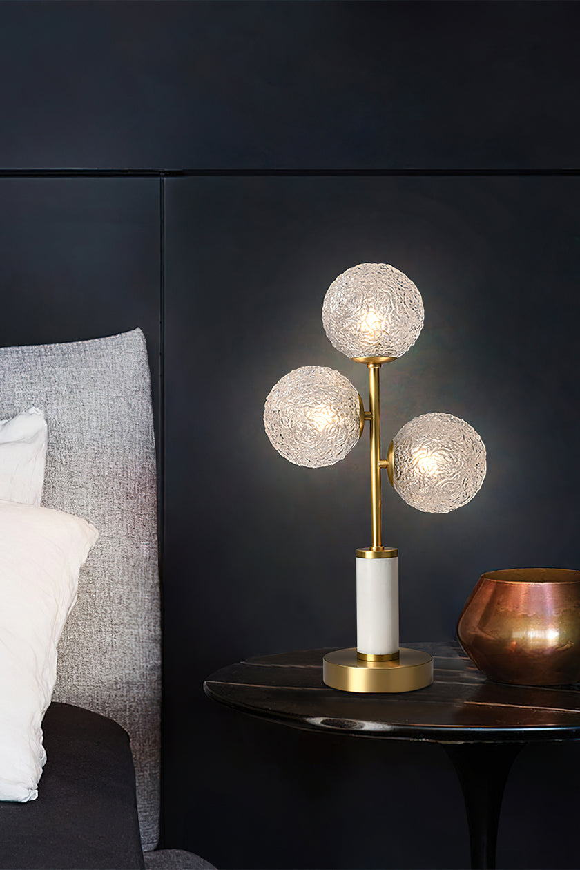 Three Head Glass Ball Table Lamp