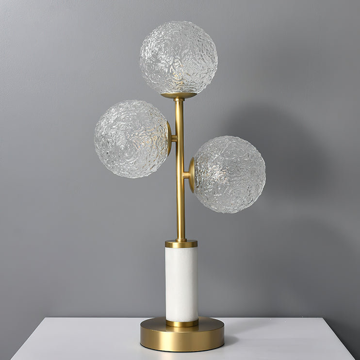 Tischlampe mit drei Köpfen aus Glaskugeln