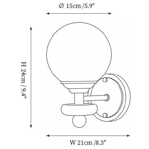 1 Luce: L 15cmx W 21cm x H 24cm