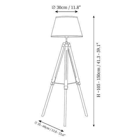 Tripod Stehleuchte — Maßzeichnungen 1