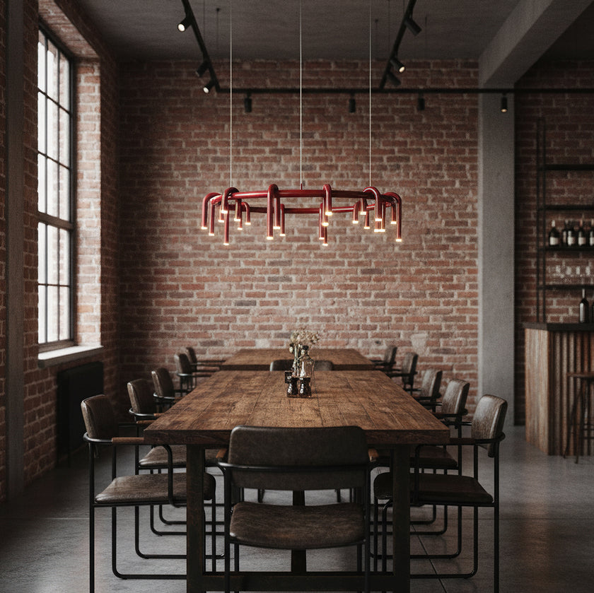 U-Shaped Wrought Iron Chandelier