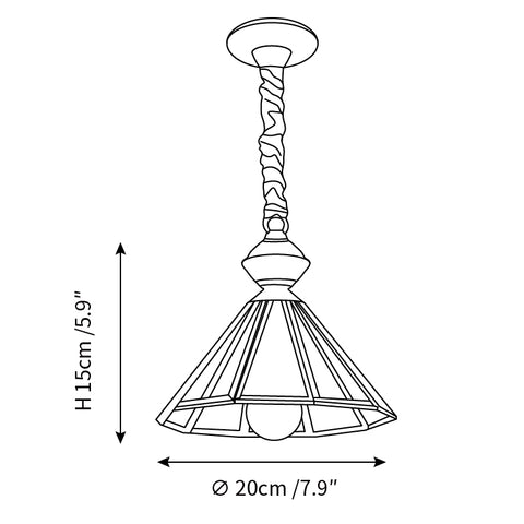 Umbrella Brass Glass Chandelier — Dimension drawings 1