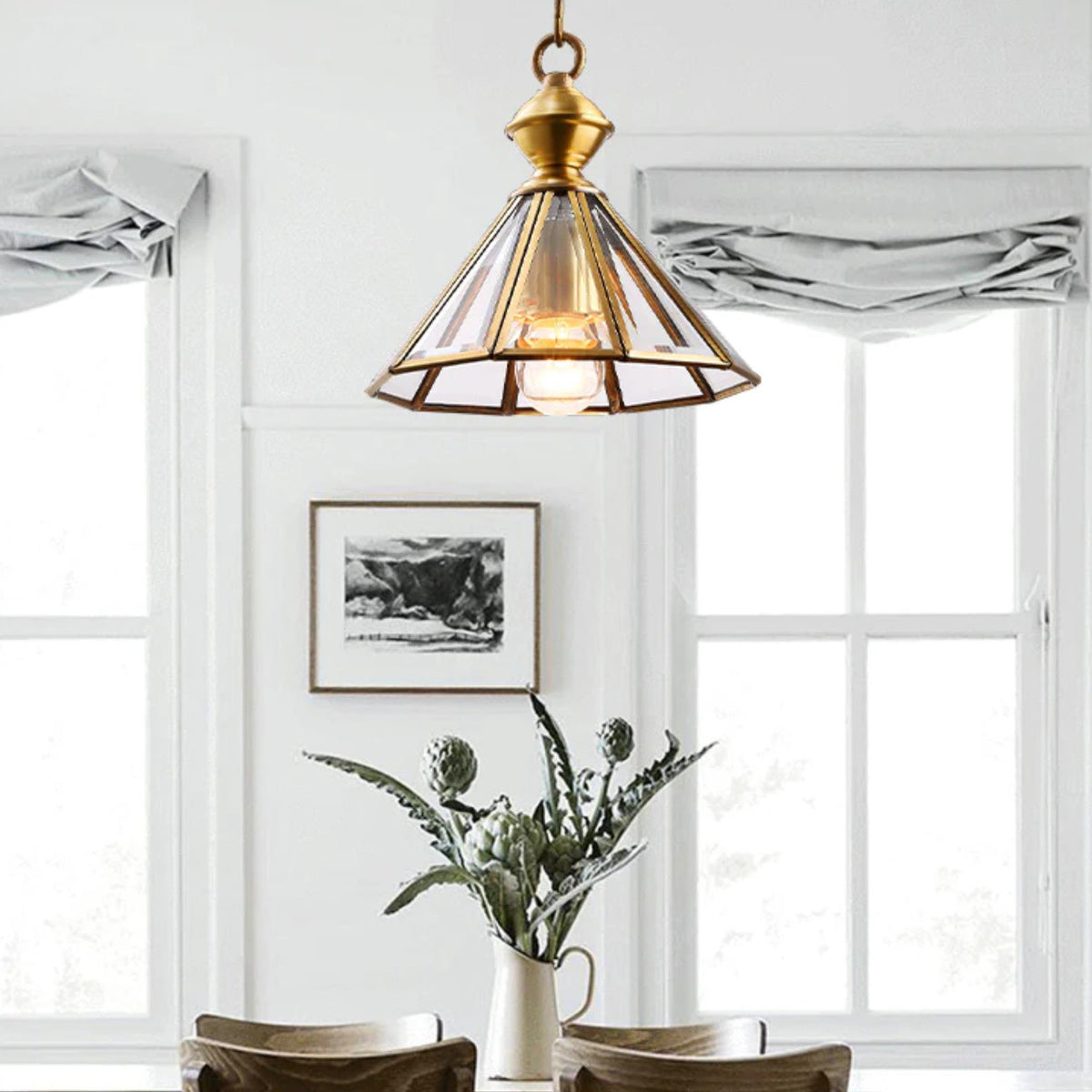 Umbrella Brass Glass Chandelier – detail 2