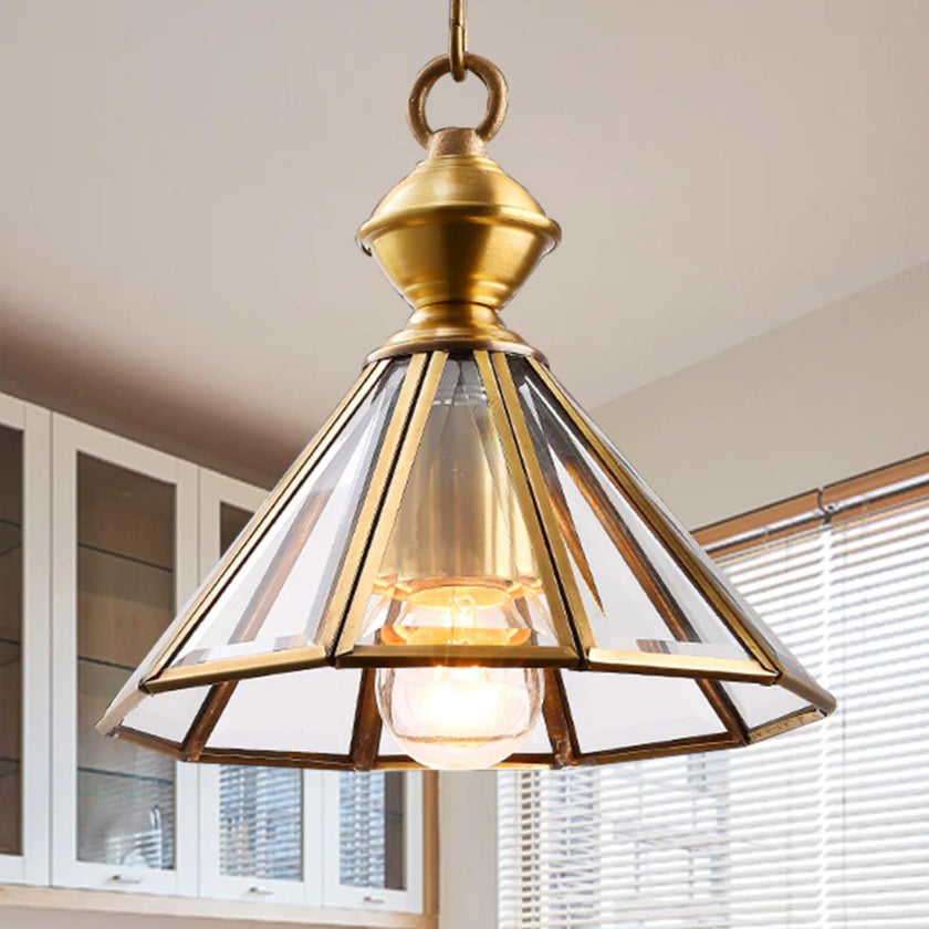 Umbrella Brass Glass Chandelier