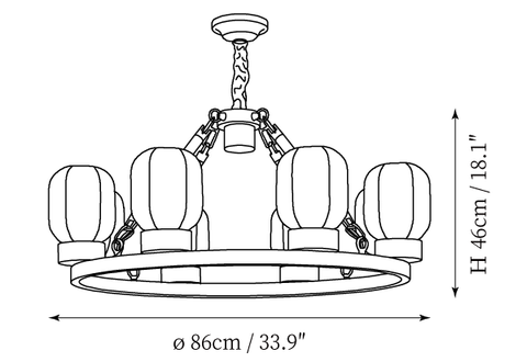 8-Lights: ∅ 33.9″ x H 18.1″ / Dia 86cm x H 46cm