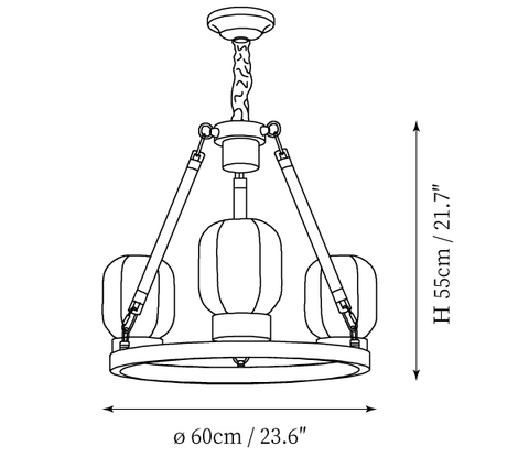 3-Lights: ∅ 23.6″ x H 21.7″ / Dia 60cm x H 55cm