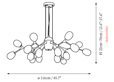 Valery Kroonluchter — Dimensioentekeningen 1