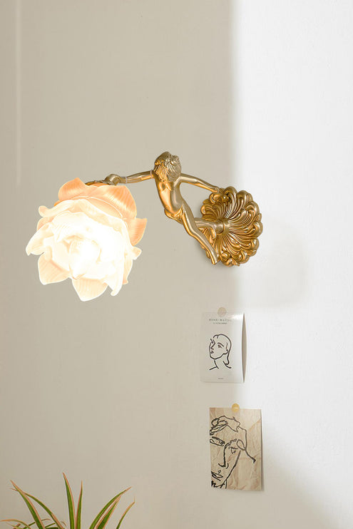 Victorian Brass Angel Wall Lamp