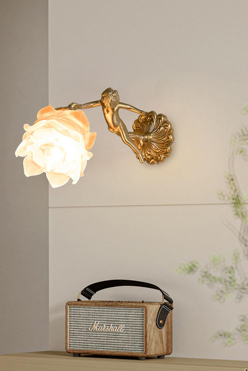 Victorian Brass Angel Wall Lamp