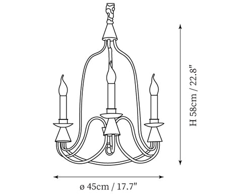 Vintage Kaarsenstandaard Kroonluchter — Dimensioentekeningen 1