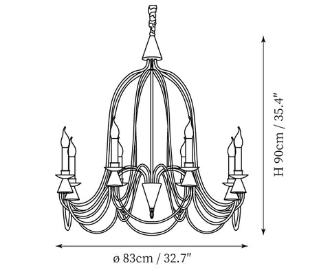 Vintage Kaarsenstandaard Kroonluchter — Dimensioentekeningen 3
