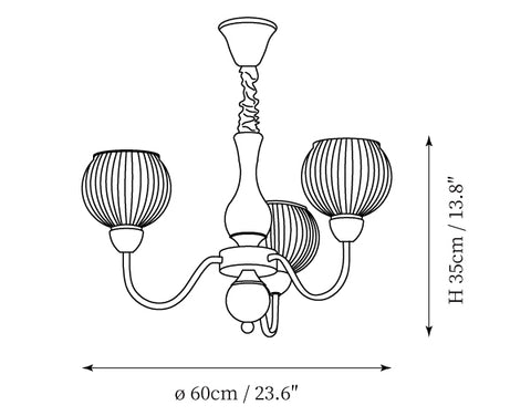 Lampadario in Vetro Martellato Vintage — Disegni dimensionali 1