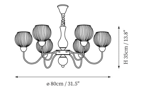 Lampadario in Vetro Martellato Vintage — Disegni dimensionali 2