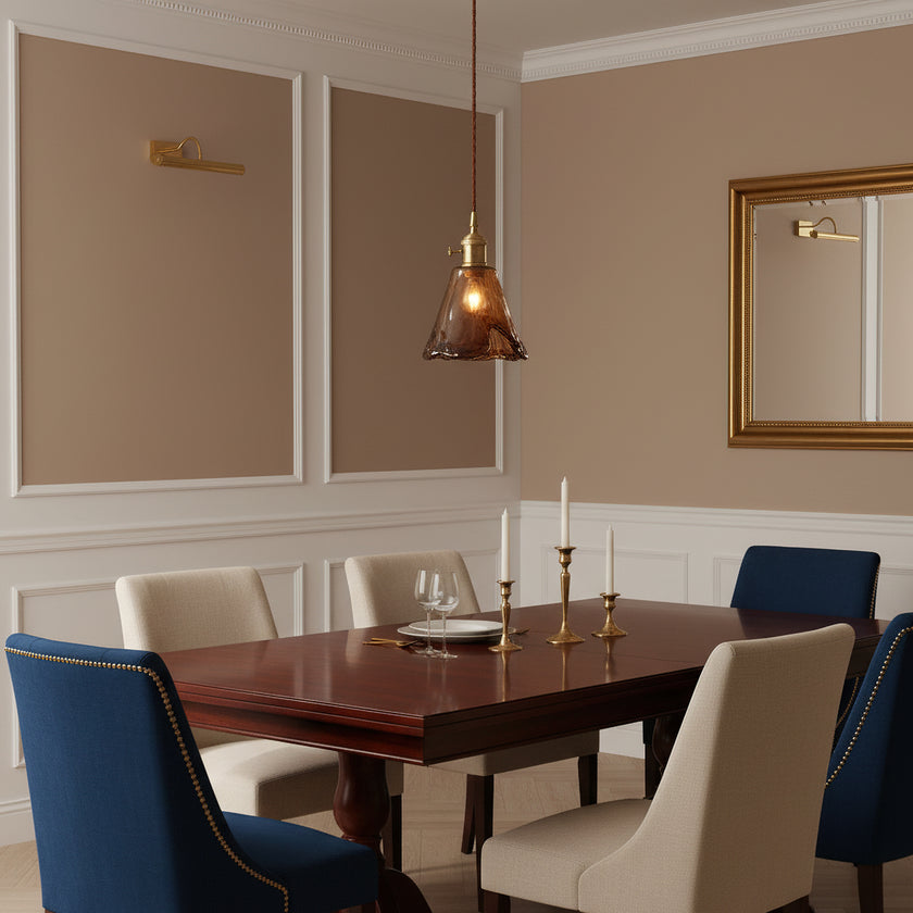 Vintage Brass Glass Pendant Lamp