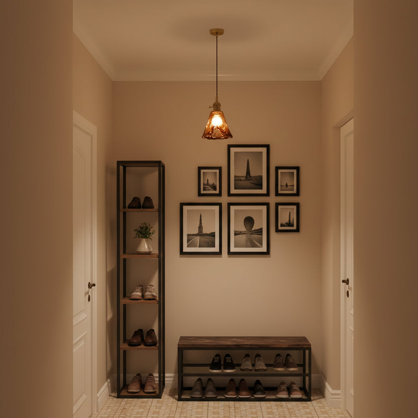 Vintage Brass Glass Pendant Lamp