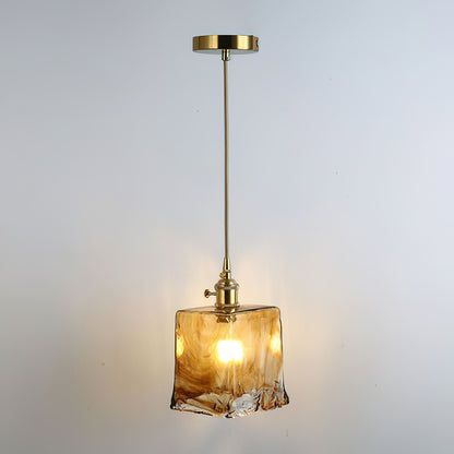 Vintage Brass Glass Pendant Lamp