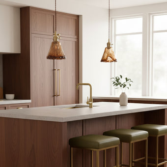Vintage Brass Glass Pendant Lamp