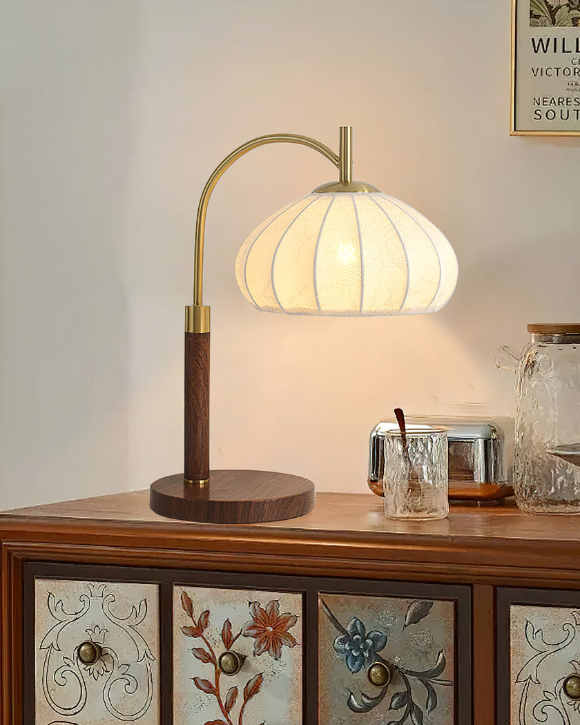 Vintage Fabric Wood Table Lamp