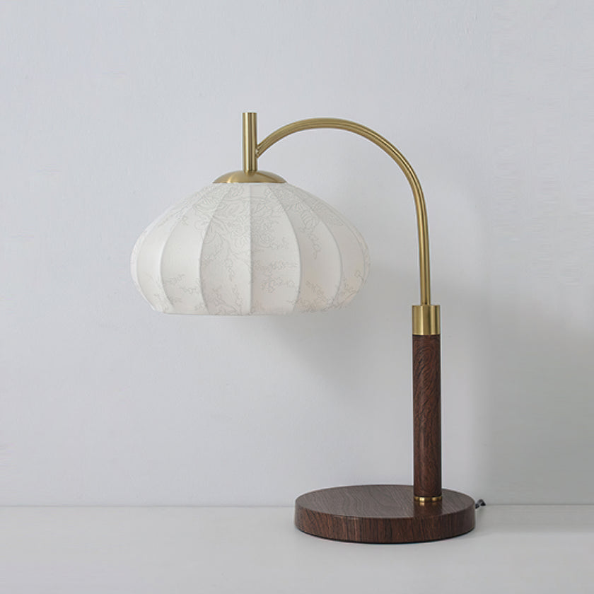 Vintage Fabric Wood Table Lamp