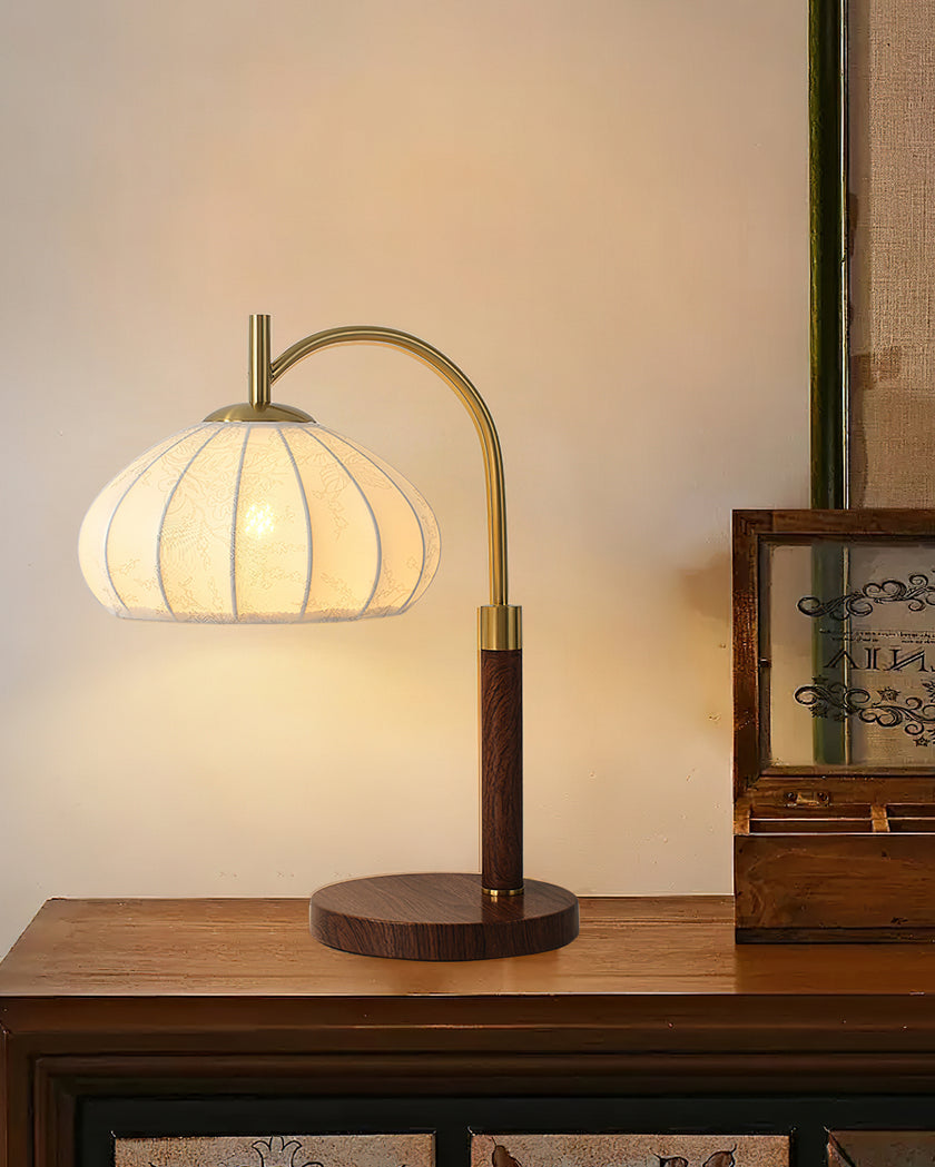 Vintage Fabric Wood Table Lamp