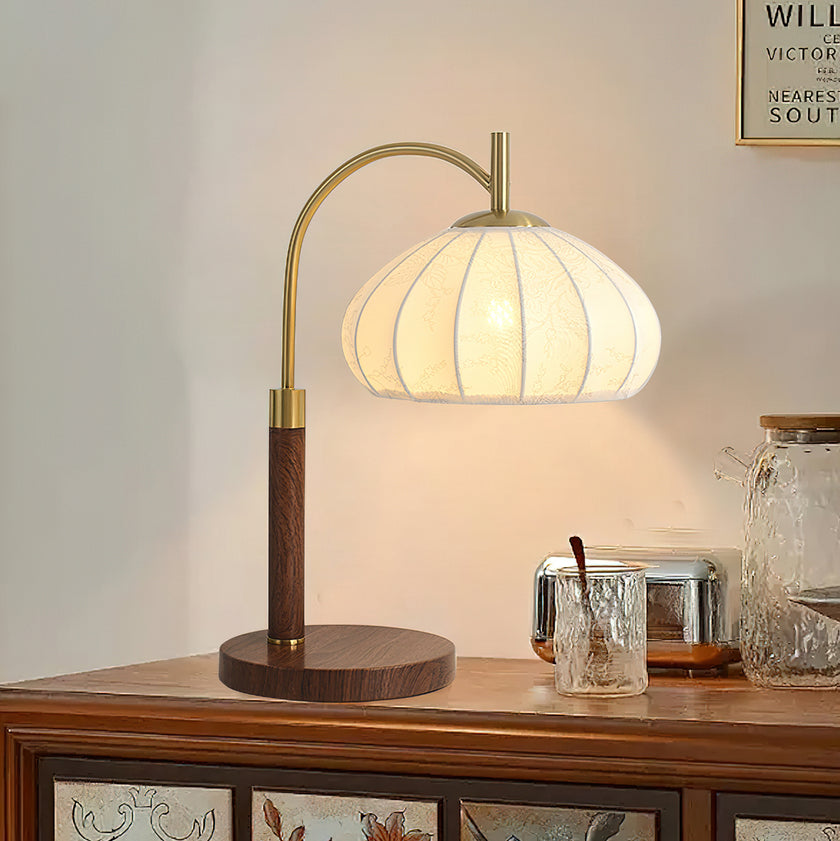 Vintage Fabric Wood Table Lamp