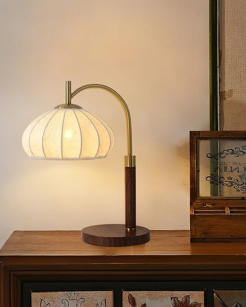 Vintage Fabric Wood Table Lamp
