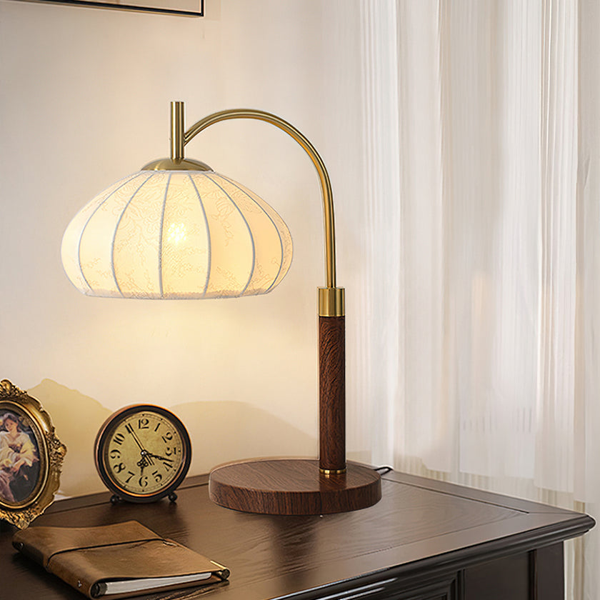 Vintage Fabric Wood Table Lamp