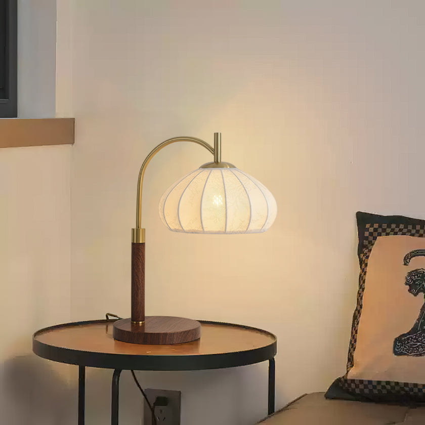 Vintage Fabric Wood Table Lamp