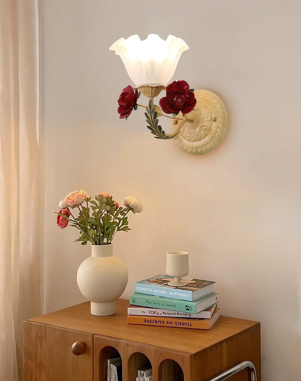 Vintage Rose Glass Wall Lamp