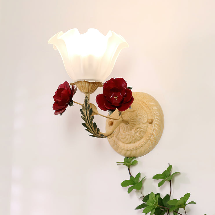 Vintage Rose Glass Wall Lamp
