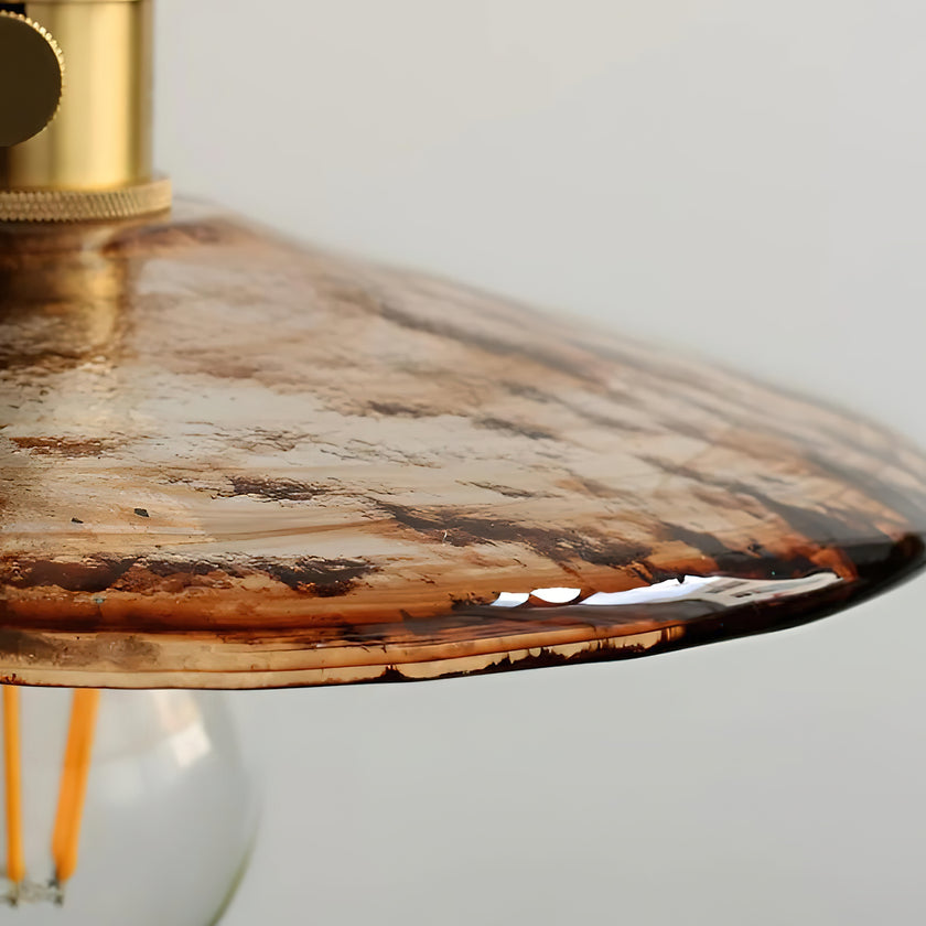 Vintage Walnut Glass Pendant Lamp