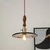 Vintage Walnut Glass Pendant Lamp