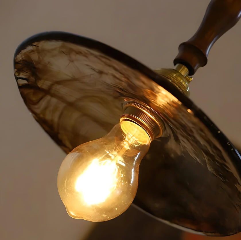 Vintage Walnut Glass Pendant Lamp