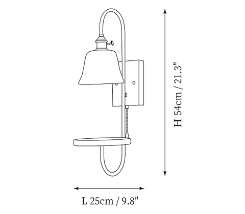 Walnut Shelf Wall Sconce — Dimension drawings 1
