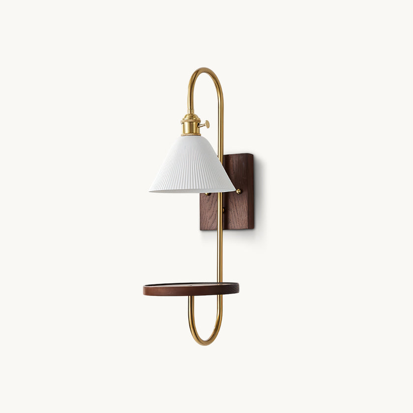 Walnut Shelf Wall Sconce