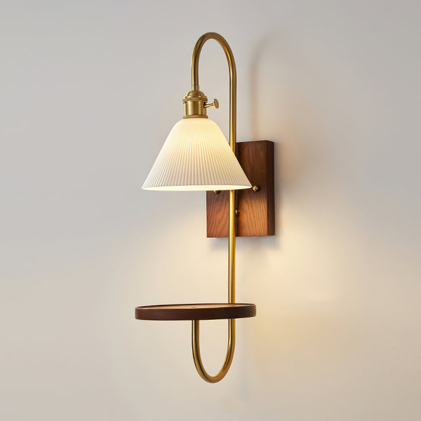 Walnut Shelf Wall Sconce