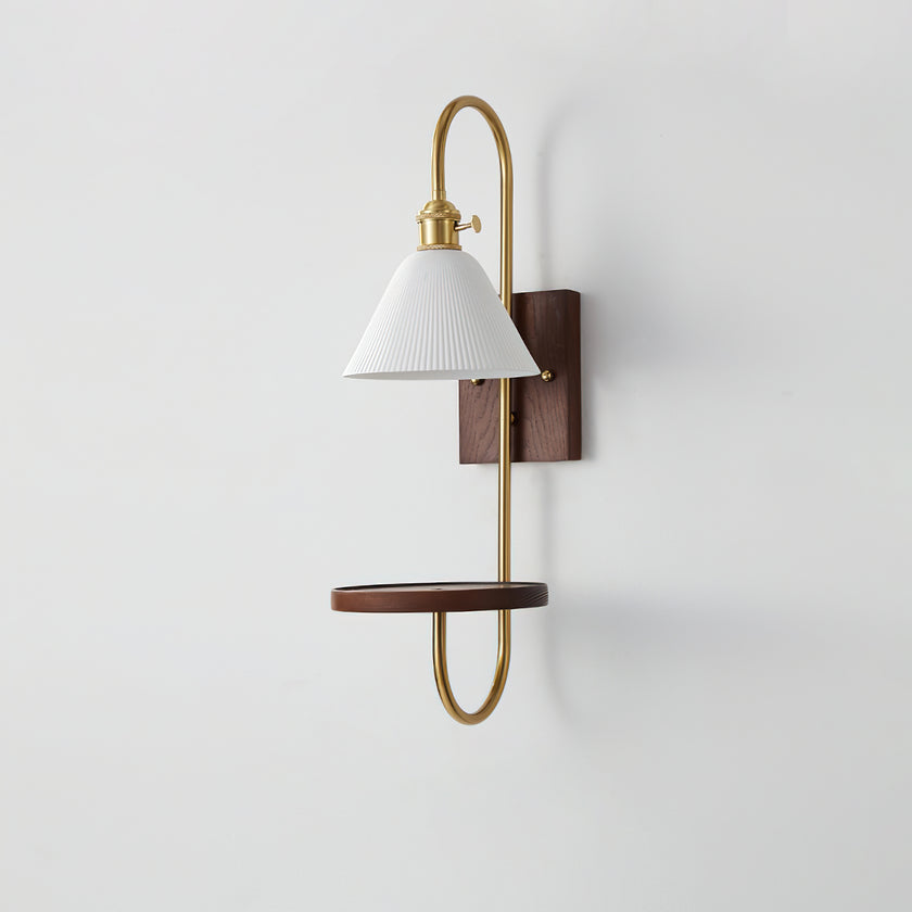 Walnut Shelf Wall Sconce