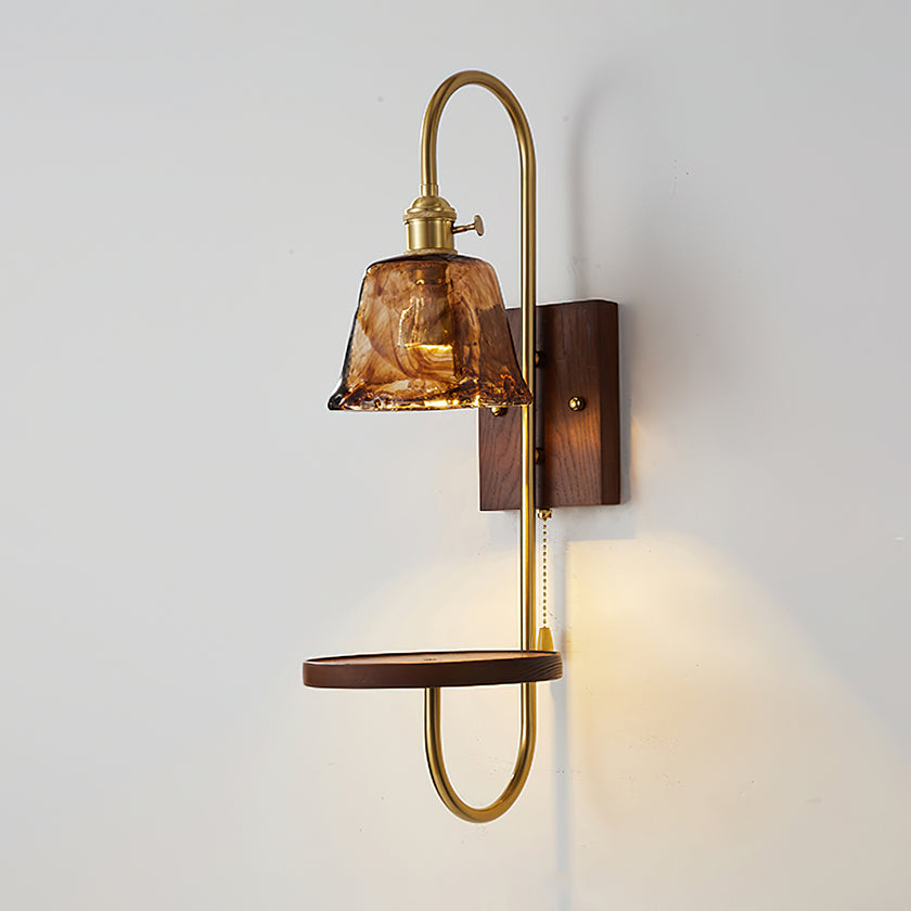 Walnut Shelf Wall Sconce