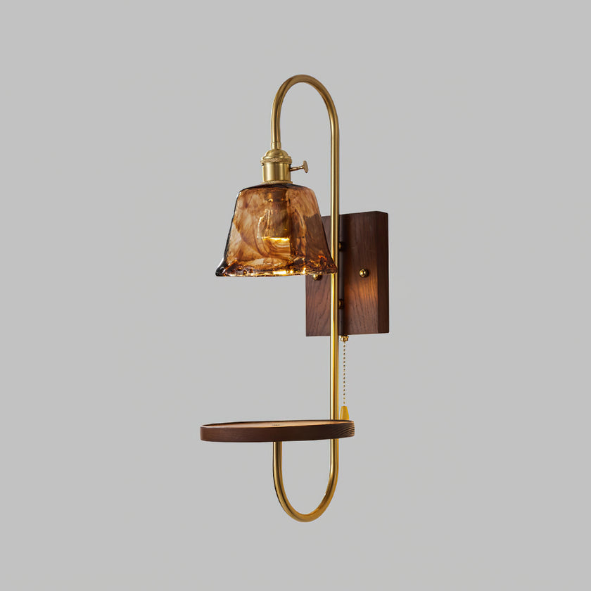 Walnut Shelf Wall Sconce