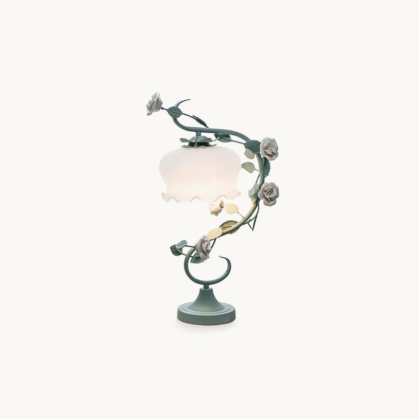 White Rose Iron Table Lamp