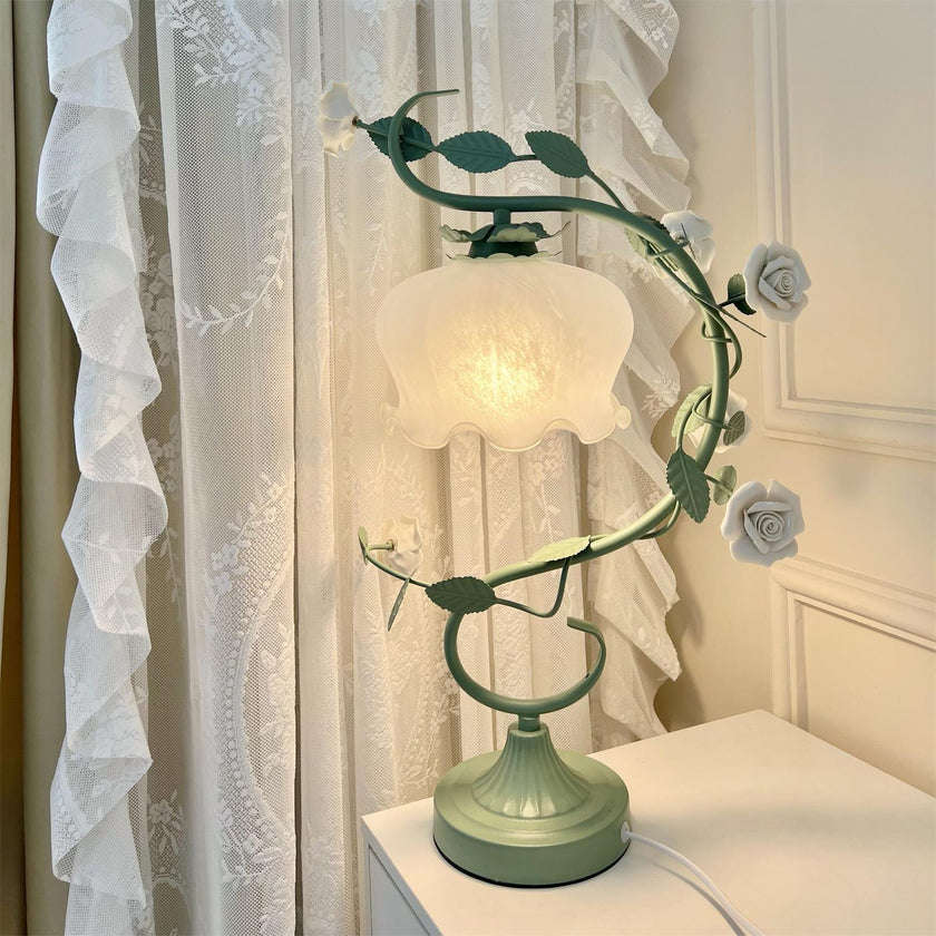 White Rose Iron Table Lamp