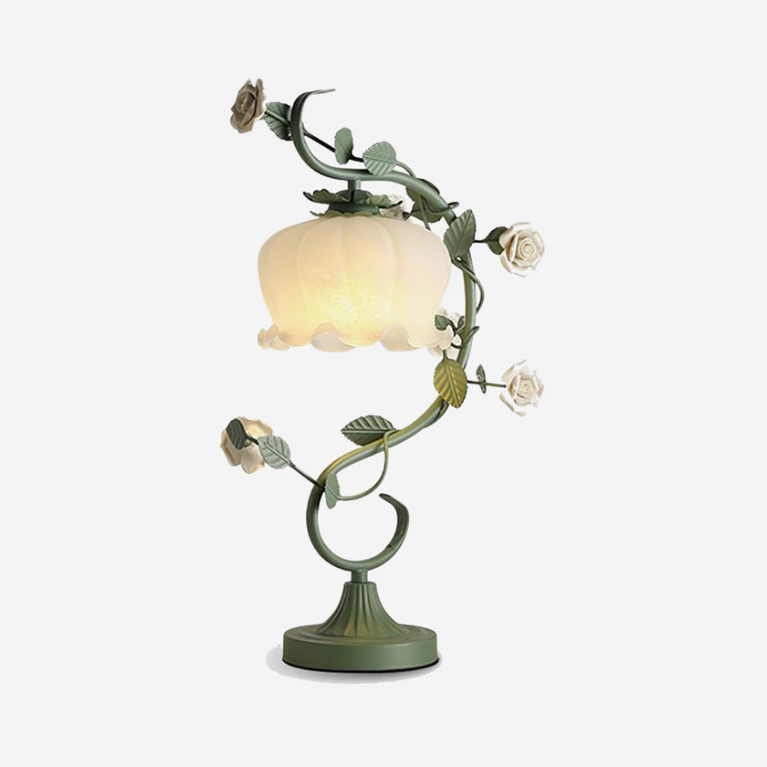 White Rose Iron Table Lamp