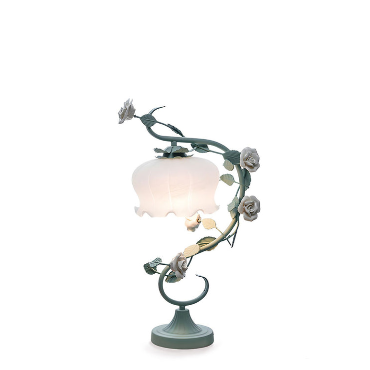 White Rose Iron Table Lamp