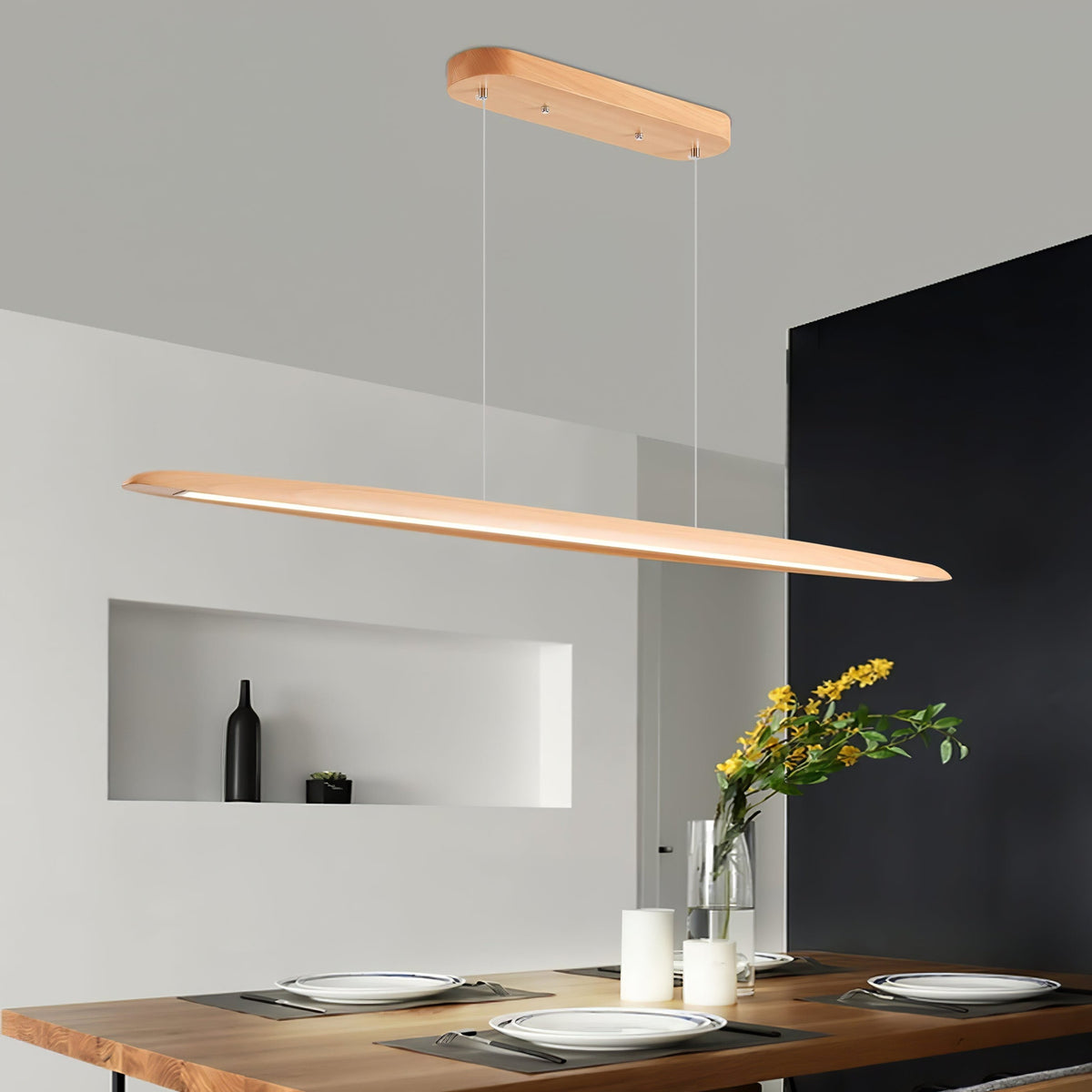 Wood Horizontal Pendant Light – detail 2
