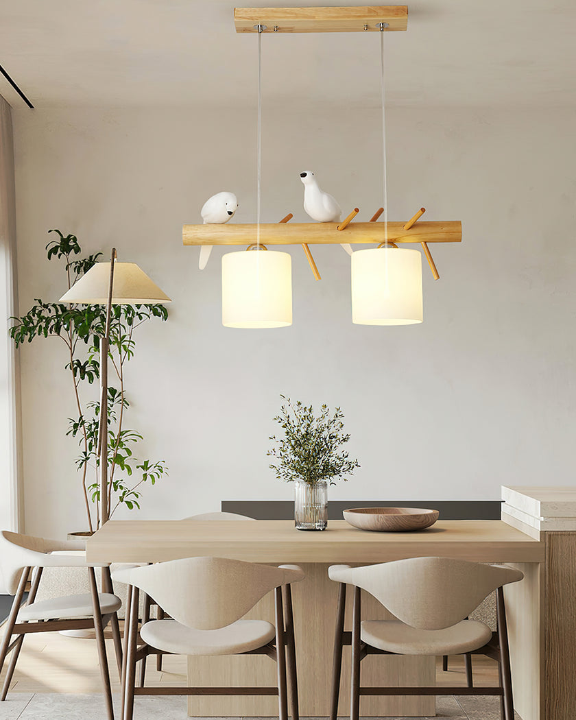 Wooden Bird Chandelier