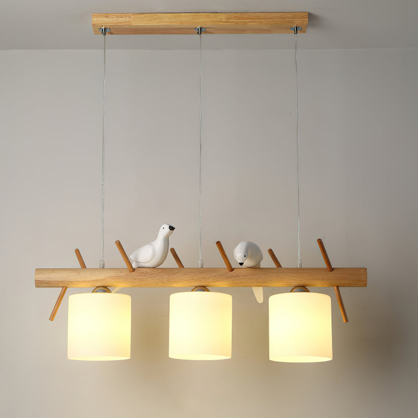 Wooden Bird Chandelier