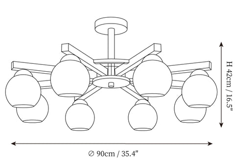 Wooden Helm Chandelier — Dimension drawings 1