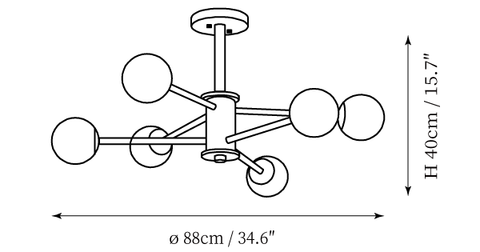 مصباح Wooden Molecular السقفي — رسومات الأبعاد 1
