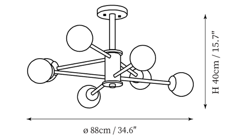 مصباح Wooden Molecular السقفي — رسومات الأبعاد 2